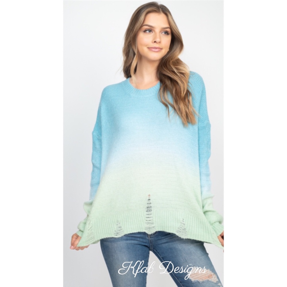 🦋LAST 1! Slouchy Oversized Distressed Ombré Sweater - Picture 3 of 6